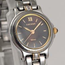 SEIKO LUCENT 女性用腕時計 クォーツ 1F21-0G90 22mm Black Dial ツートンブレスレット 手錶 古董錶 復古手錶