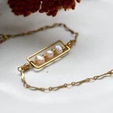 Pearl NO.7│ 淡粉珍珠x黃銅 │ 黃銅手鍊