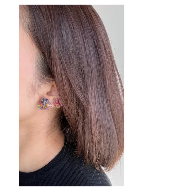 彩虹冰花 | 樹脂耳飾 | 穿式 | pierced