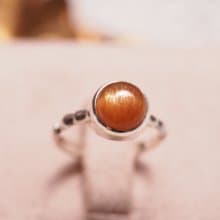 太陽石 日長石 貓眼效應 手工純銀戒指 Sunstone Sterling Silver