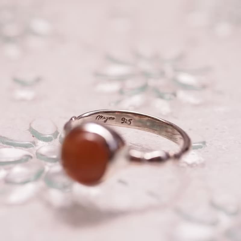 太陽石 日長石 貓眼效應 手工純銀戒指 Sunstone Sterling Silver