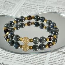 黑拉長石 茶晶 鈦晶 天然水晶手鍊/舒緩緊張 消除負能量 招財