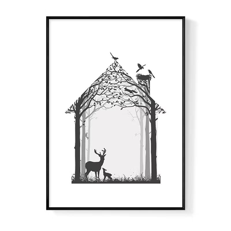溫暖的家-臥房掛畫/商空/複製畫/玄關/角落空間/鹿/居家飾品