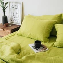 Chartreuse green linen duvet cover /Softened linen / Comforter cover/Quilt cover