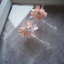 櫻狩 櫻花花球墜式樹脂耳環