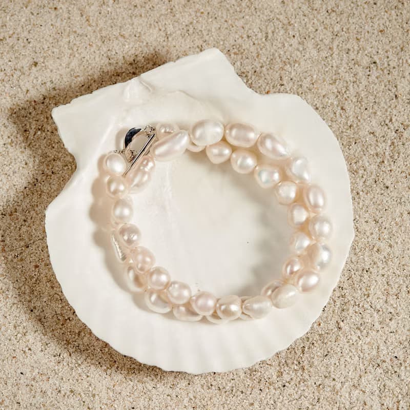 天然白色巴洛克珍珠項鍊 8–9mm 銀色愛心扣 簡約日系 紀念日禮物