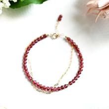 恋の成就 実りの象徴 ミニコインガーネットのブレスレット 1月誕生石 2連タイプ