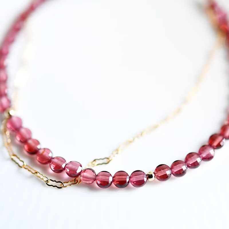 恋の成就 実りの象徴 ミニコインガーネットのブレスレット 1月誕生石 2連タイプ