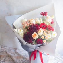 復古奶油紅花束 | 鮮花花束 | 紀念日 | 生日 | 送禮