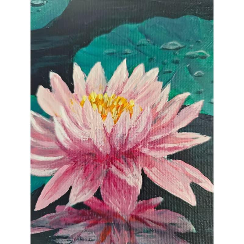 粉紅睡蓮原創花卉藝術獨特牆面裝飾 RinaArtSK 手繪