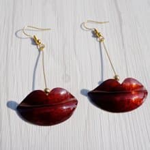 【訂製】嘴唇kiss耳環|耳夾|純手工|紅銅|手作禮物