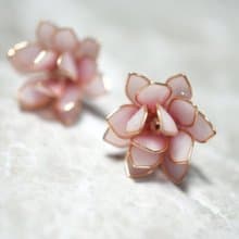 夏日蓮花 水晶花手工耳環