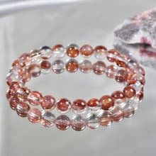 一圖一物│#579 7mm 紅膠花水晶手鍊 財運健康運 招貴人 開運飾品