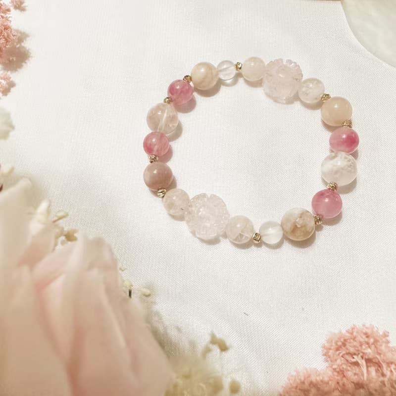 落櫻雪漫漫 雪花幽靈 粉晶 薔薇輝櫻花雨 櫻花瑪瑙 水晶手鍊