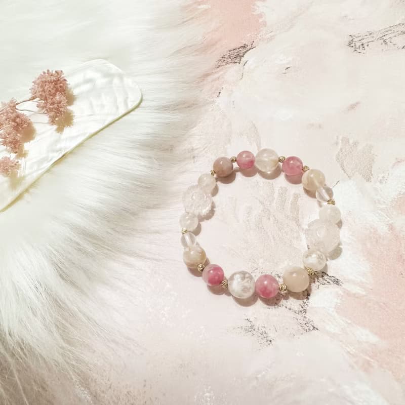 落櫻雪漫漫 雪花幽靈 粉晶 薔薇輝櫻花雨 櫻花瑪瑙 水晶手鍊