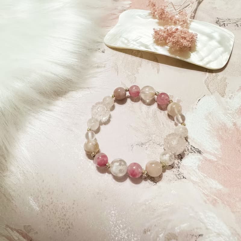 落櫻雪漫漫 雪花幽靈 粉晶 薔薇輝櫻花雨 櫻花瑪瑙 水晶手鍊