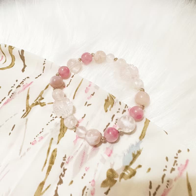落櫻雪漫漫 雪花幽靈 粉晶 薔薇輝櫻花雨 櫻花瑪瑙 水晶手鍊