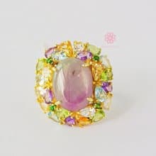 Natural Ruby and muti gems 40 Cts Ring Sterling Silver925 With Gold Plated.