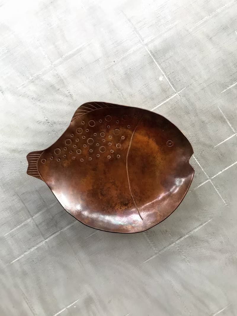 手工赤銅小魚盤