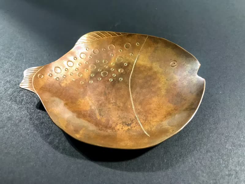 手工赤銅小魚盤