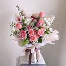 【鮮花】情人節花束珊瑚粉色玫瑰自然風鮮花花束