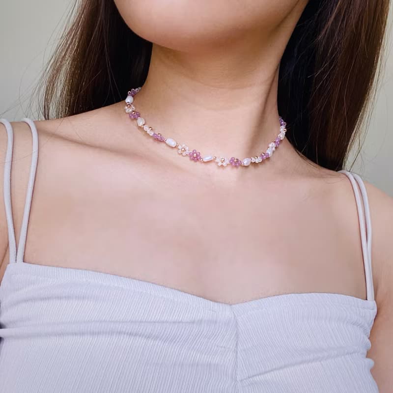 淡水珍珠 花花 短頸鏈