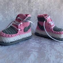 Nike Jordans Baby Booties Sneakers Jordan 1 Crochet Crochet Shoe Shower