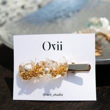 光波流影・天然水晶髮夾 X 黃水晶 手作設計