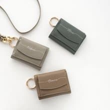 【 リング付き ミニウォレット 名入れ 】 本革 ミニ財布 三つ折り財布 コンパクト ニュアンスカラー 文字入れ 名入れ無料 HR23U