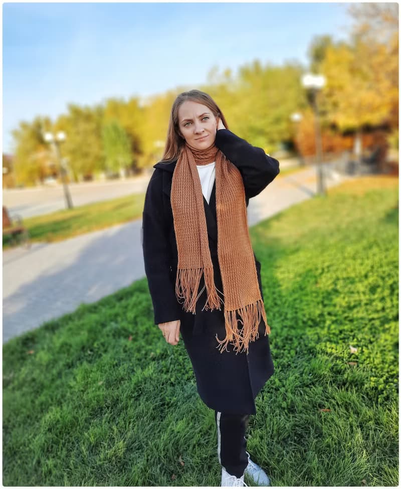 Winter warm cozy brown cashmere scarf unisex fringed, gift fo women, men