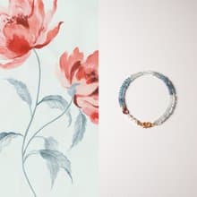 原創溯光天然漸變色海藍寶天然淡水珍珠算盤手鏈手串生日禮物