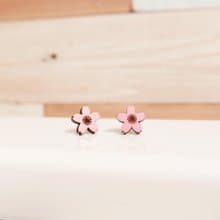 木製小耳飾-櫻花-(粉)