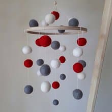 Montessori baby mobile, felt balls nursery decor, crib mobile, baby shower gift