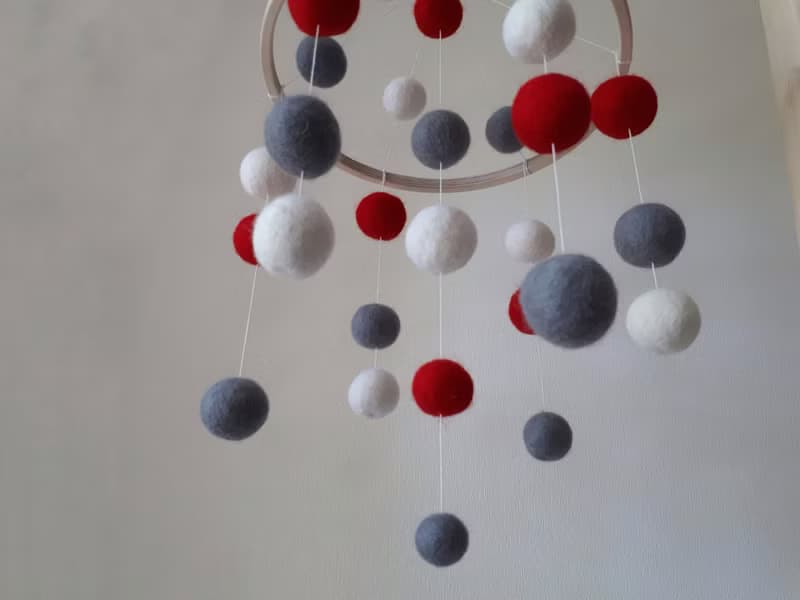 Montessori baby mobile, felt balls nursery decor, crib mobile, baby shower gift