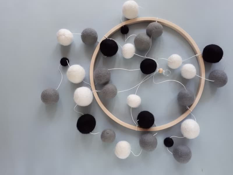 Montessori baby mobile, felt balls nursery decor, crib mobile, baby shower gift