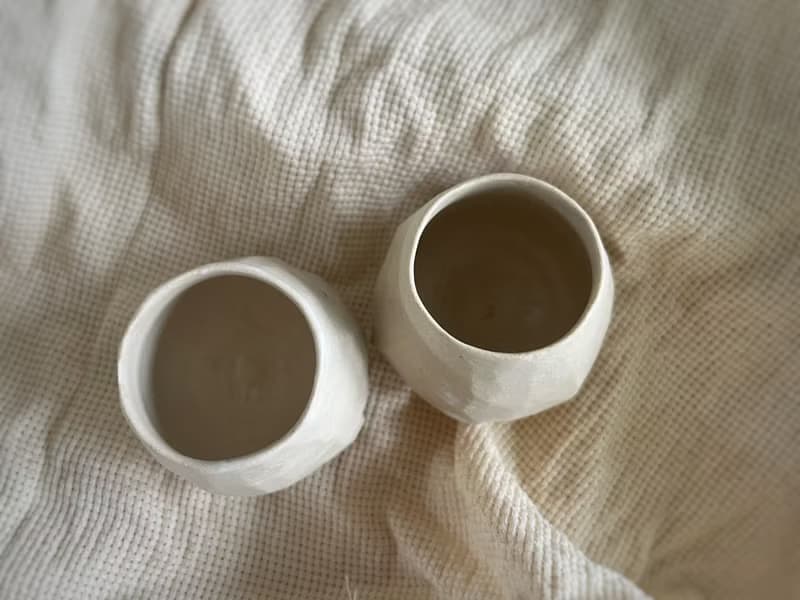 桌上的白陶糖霜 / 鬱金香茶杯 對杯 M 號  - 薄糖款