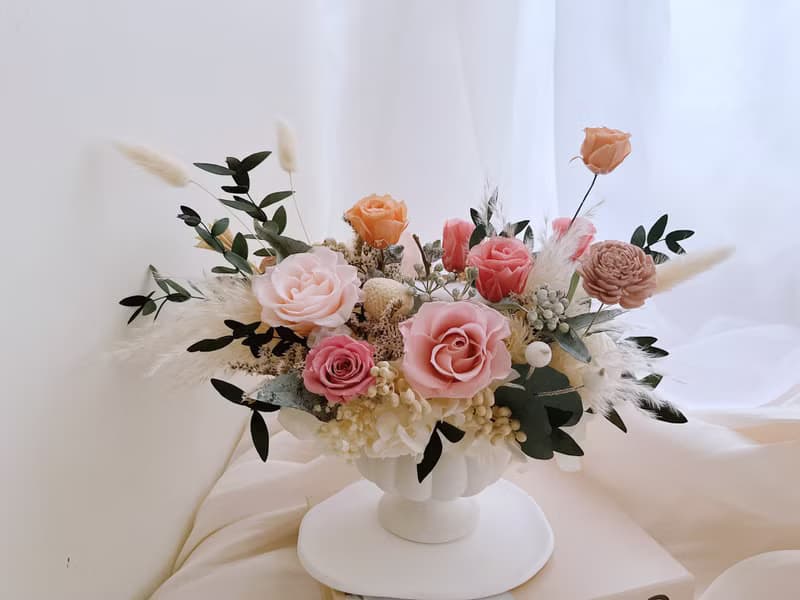永生花 永生玫瑰花 乾燥花 開幕盆花 紀念日禮物 聖誕節禮物 祝賀