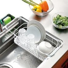 日本RISU 二合一水槽用伸縮式備料調理/碗盤瀝水籃-2色可選