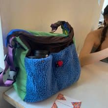 Fluffy Lively tote : Cream & Purple