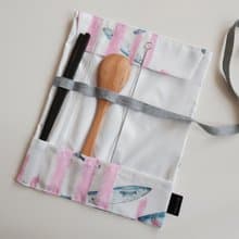 餐具袋 環保餐具收納 吸管收納袋 餐具布套-愁刀魚 印花