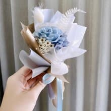 天使藍 日本永生玫瑰小花束/雙色包裝/情人節/生日禮物/畢業花束