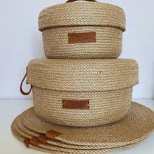 Jute Basket Round placemats Storage basket Set of 6 Rope baskets with lid