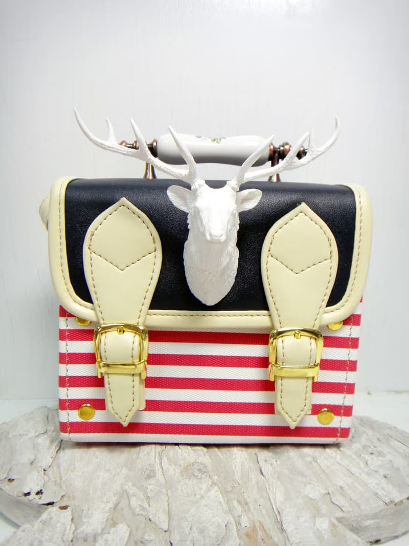 TIMBEE LO 手製 白色 鹿頭裝飾迷你小手袋 包包 復古手柄