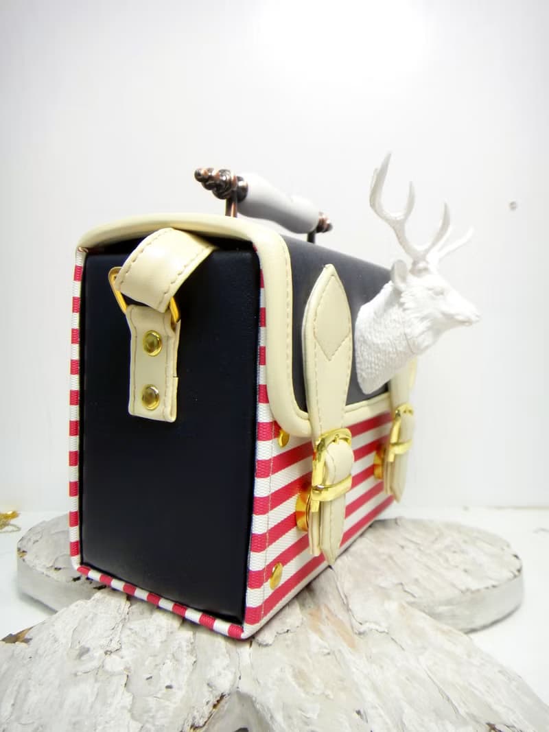 TIMBEE LO 手製 白色 鹿頭裝飾迷你小手袋 包包 復古手柄