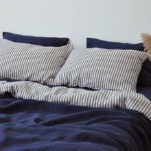 Navy double-sided linen duvet cover / Softened linen / Comforter cover