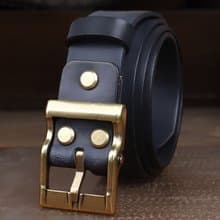 手工復古真皮皮帶 加厚頭層牛皮腰帶 純銅扣 男 寬3.8cm