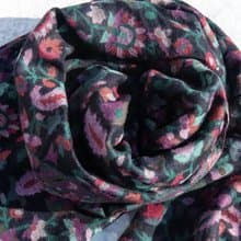 喀什米爾Cashmere 編織羊絨圍巾 純羊毛圍巾披巾 戒指絨披肩-花朵