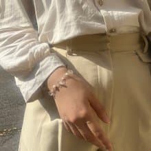 若水_純銀 手工 手鏈 天然石 白水晶 月光石 淡水珍珠