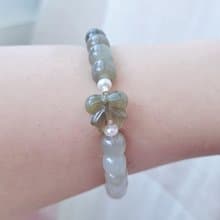 【親翠】天然和田玉 極潤漸層綠蝴蝶結老型珠小仙女款手圍16手環