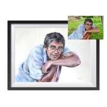 Custom original watercolor portrait painting by artist Irina Zhunaeva